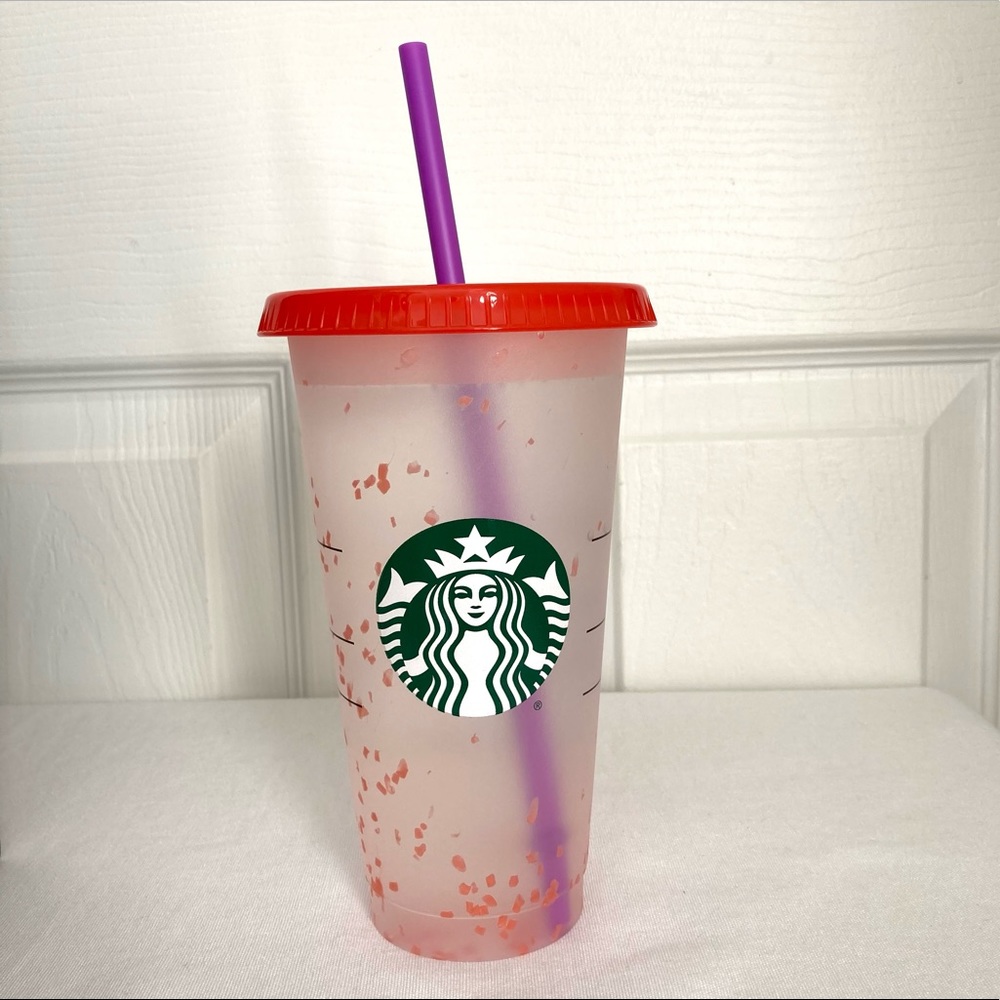 STARBUCKS Color Changing Confetti Cold Cup Red